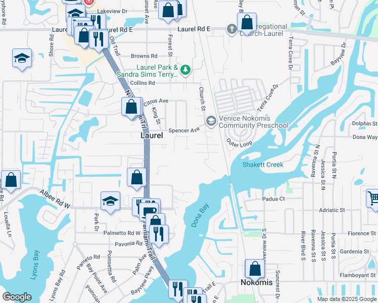 map of restaurants, bars, coffee shops, grocery stores, and more near 400 Spencer Avenue in Nokomis