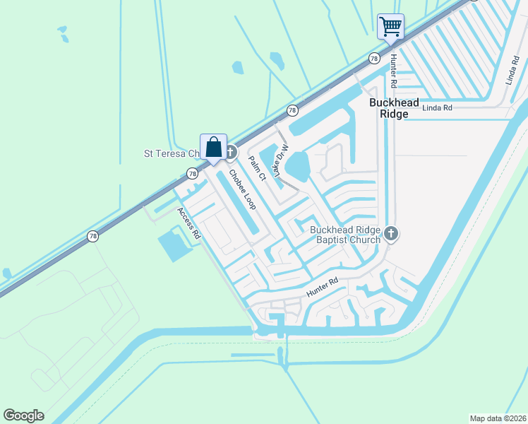 map of restaurants, bars, coffee shops, grocery stores, and more near 1291 Chobee Loop in Okeechobee