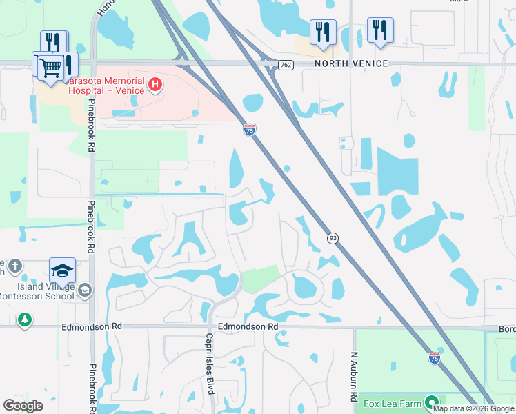map of restaurants, bars, coffee shops, grocery stores, and more near 1722 Moon Drive in Venice