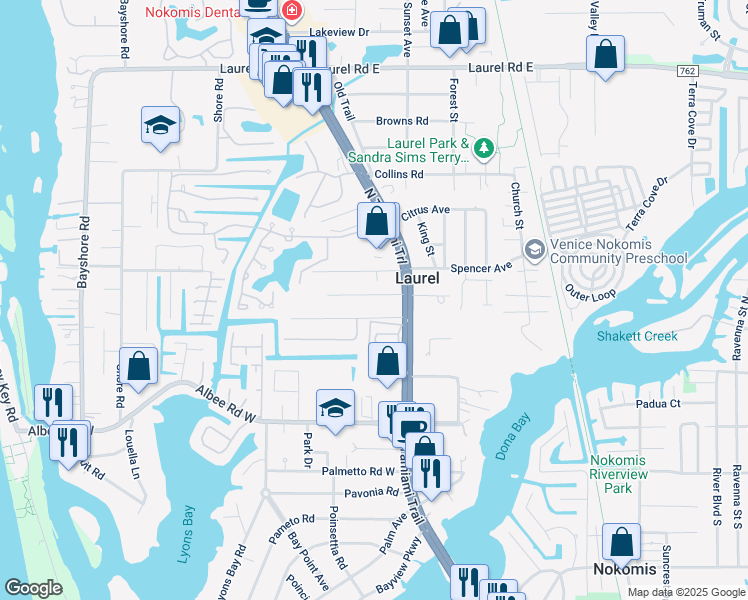 map of restaurants, bars, coffee shops, grocery stores, and more near 124 Avenue La Palma in Nokomis