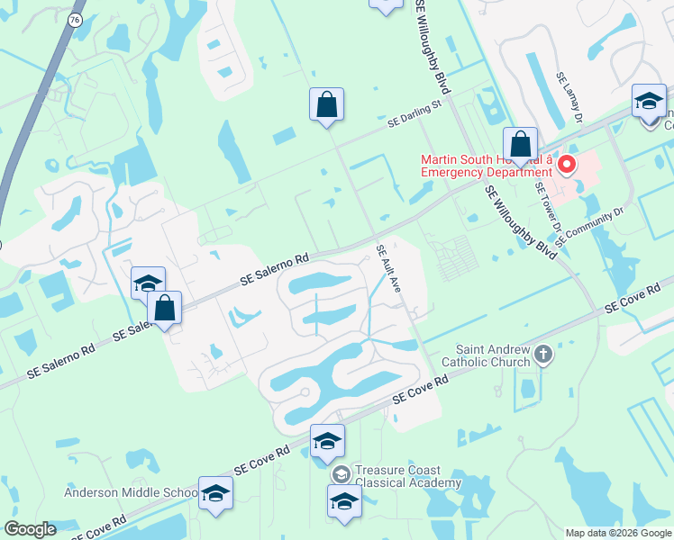 map of restaurants, bars, coffee shops, grocery stores, and more near 1429 Southeast Summit Trail in Stuart