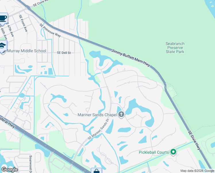 map of restaurants, bars, coffee shops, grocery stores, and more near SE Mariner Sands Dr & SE Burning Tree Cir in Stuart