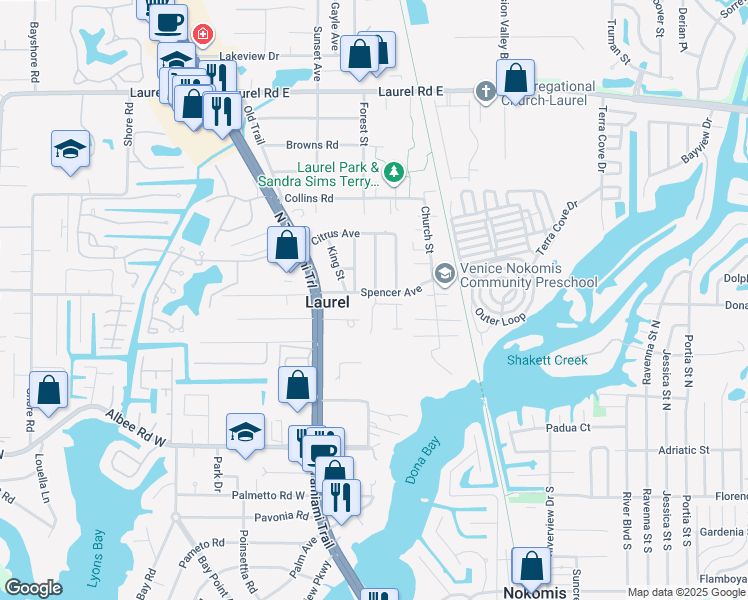map of restaurants, bars, coffee shops, grocery stores, and more near 400 Spencer Avenue in Nokomis