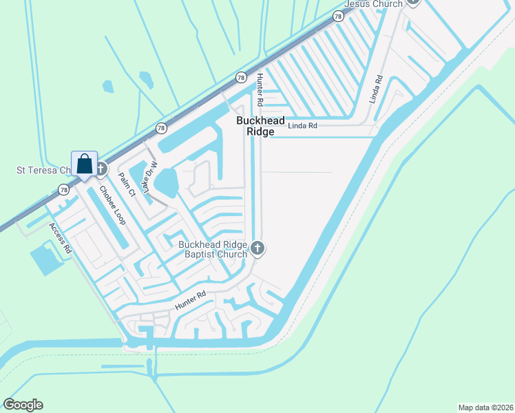 map of restaurants, bars, coffee shops, grocery stores, and more near 1520 Hunter Road in Okeechobee