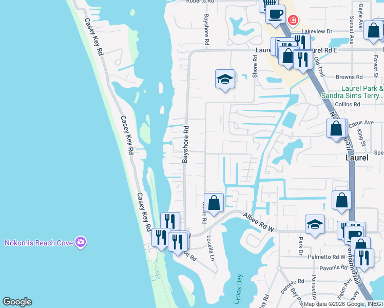 map of restaurants, bars, coffee shops, grocery stores, and more near 915 Mc Hill Road in Nokomis