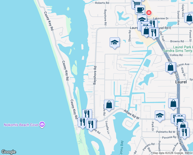 map of restaurants, bars, coffee shops, grocery stores, and more near 915 Mc Hill Road in Nokomis