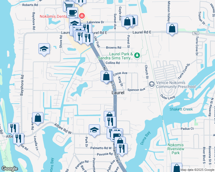map of restaurants, bars, coffee shops, grocery stores, and more near 115H Avenue De La Isla in Nokomis