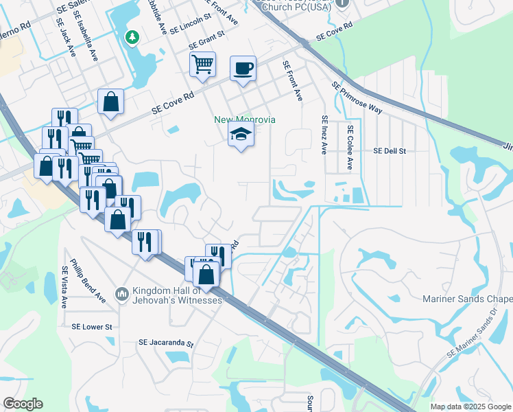 map of restaurants, bars, coffee shops, grocery stores, and more near 4798 Southeast Salvatori Road in Stuart
