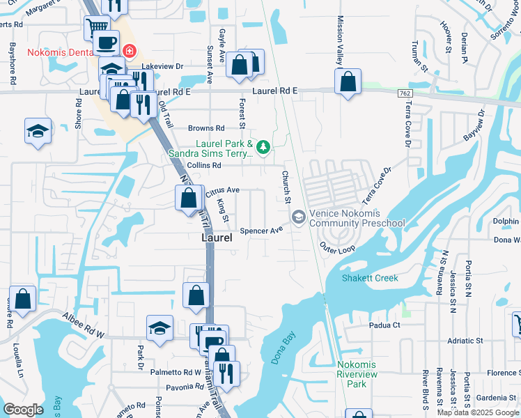 map of restaurants, bars, coffee shops, grocery stores, and more near 621 Valencia Street in Nokomis
