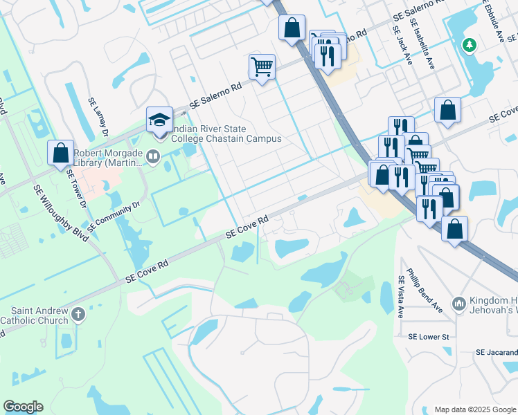 map of restaurants, bars, coffee shops, grocery stores, and more near 2969 Southeast Cypress Street in Stuart