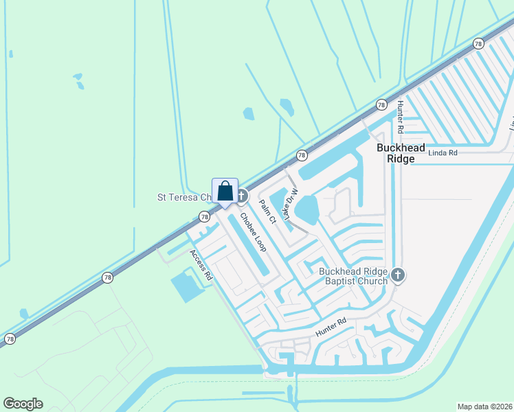 map of restaurants, bars, coffee shops, grocery stores, and more near 1178 Palm Court in Okeechobee