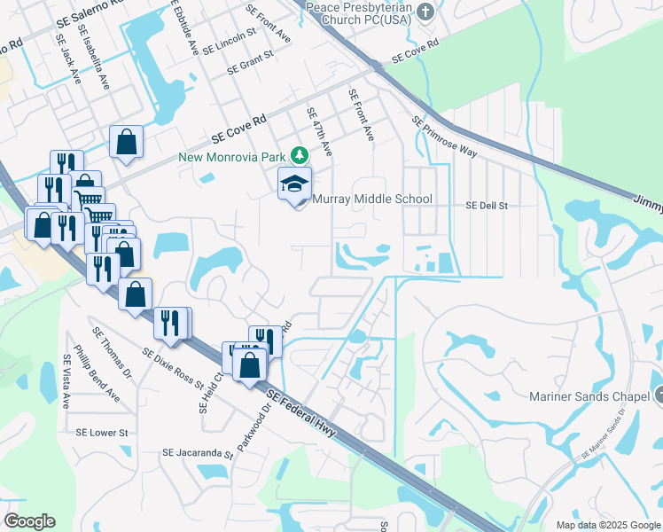 map of restaurants, bars, coffee shops, grocery stores, and more near 5873 Southeast 47th Avenue in Stuart