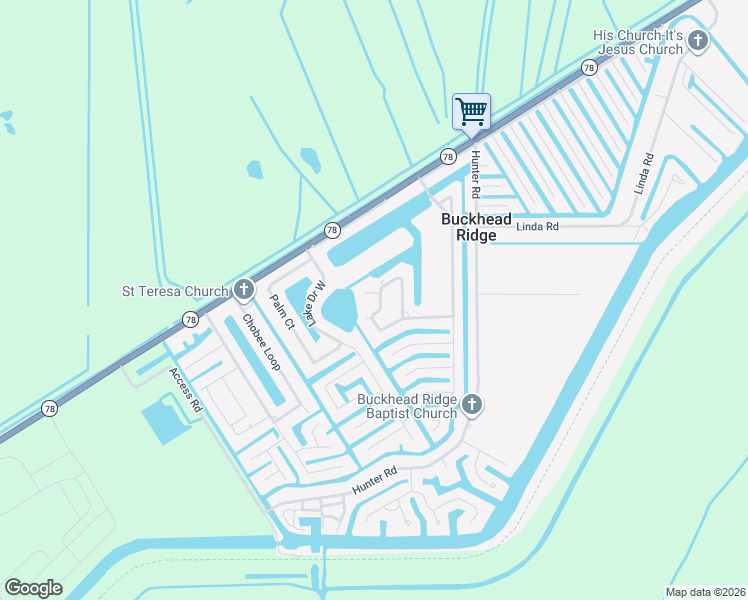 map of restaurants, bars, coffee shops, grocery stores, and more near 1303 Jordan Loop in Okeechobee