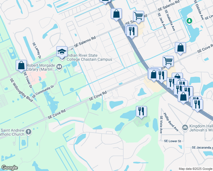 map of restaurants, bars, coffee shops, grocery stores, and more near 2969 Southeast Cypress Street in Stuart