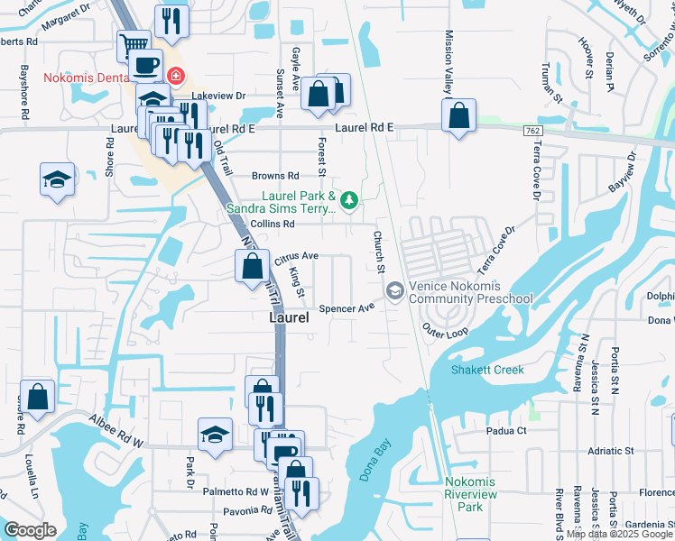 map of restaurants, bars, coffee shops, grocery stores, and more near 621 Valencia Street in Nokomis