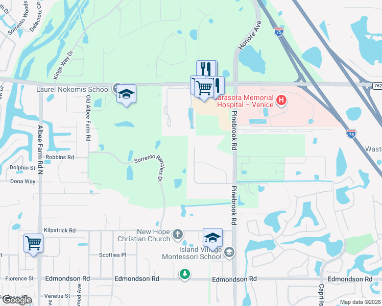 map of restaurants, bars, coffee shops, grocery stores, and more near 188 Cohosh Road in Nokomis