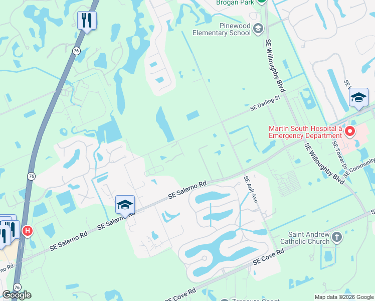 map of restaurants, bars, coffee shops, grocery stores, and more near 6000 Southeast Taylor Drive in Stuart