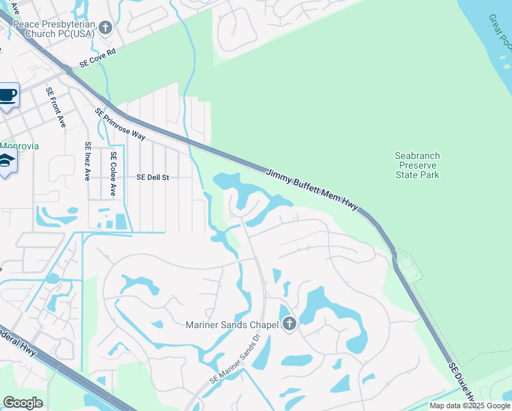map of restaurants, bars, coffee shops, grocery stores, and more near 5618 Southeast Foxcross Place in Stuart