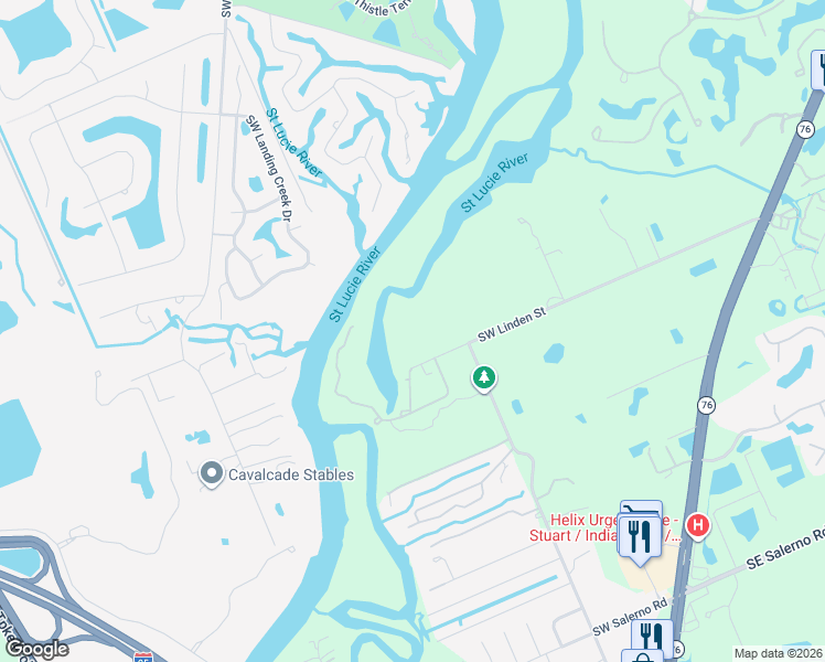 map of restaurants, bars, coffee shops, grocery stores, and more near 536 Southwest Linden Street in Stuart