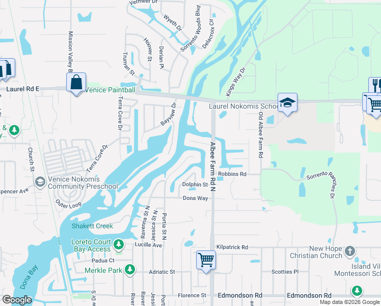 map of restaurants, bars, coffee shops, grocery stores, and more near 719 Portia Street North in Nokomis
