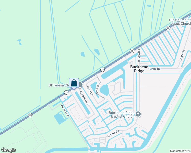 map of restaurants, bars, coffee shops, grocery stores, and more near 1024 Palm Court in Okeechobee