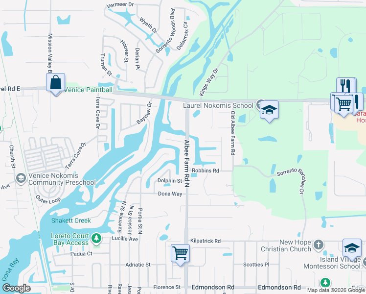 map of restaurants, bars, coffee shops, grocery stores, and more near 715 Albee Farm Road North in Nokomis