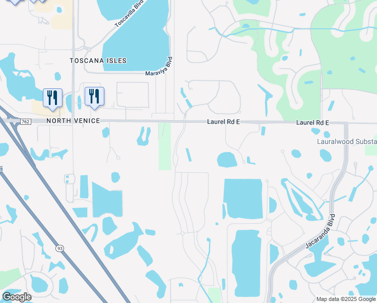 map of restaurants, bars, coffee shops, grocery stores, and more near 3600 Laurel Road East in Sarasota County