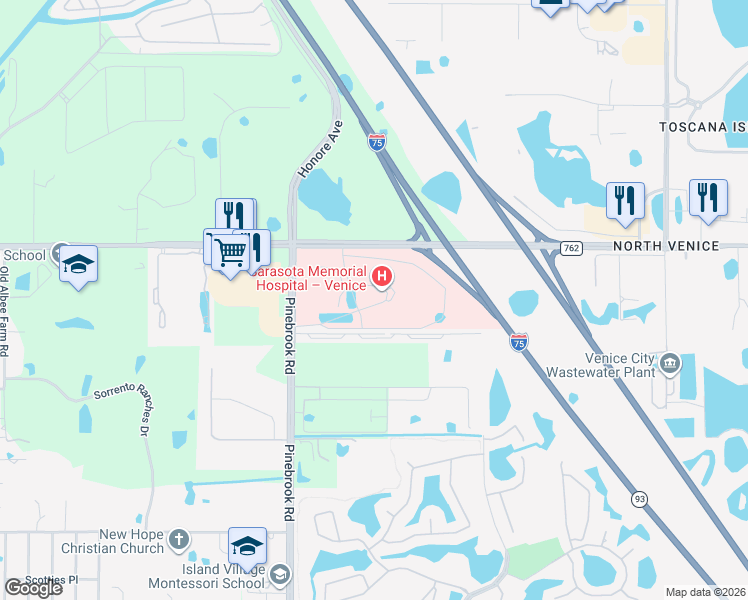 map of restaurants, bars, coffee shops, grocery stores, and more near 2600 Laurel Road East in Nokomis