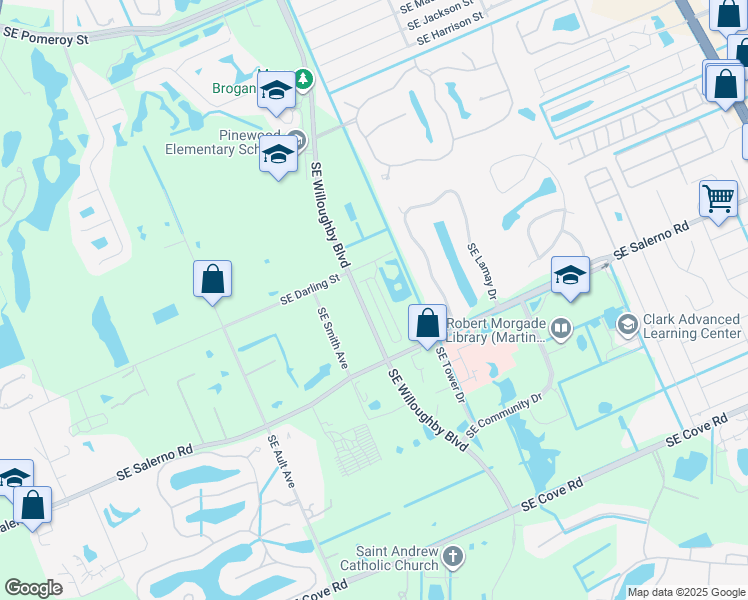 map of restaurants, bars, coffee shops, grocery stores, and more near 1750 Southeast Darling Street in Stuart