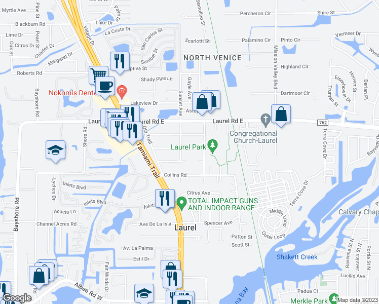 map of restaurants, bars, coffee shops, grocery stores, and more near 316 Browns Road in Nokomis