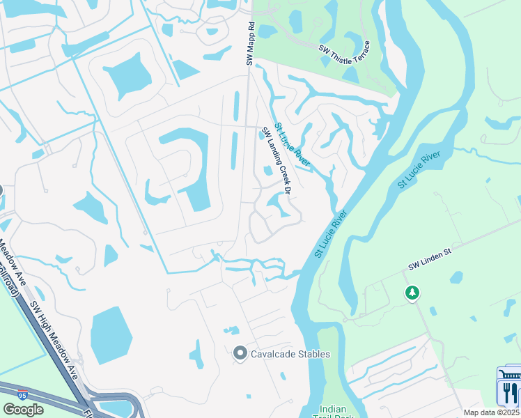 map of restaurants, bars, coffee shops, grocery stores, and more near 5139 Southwest Landing Creek Drive in Palm City