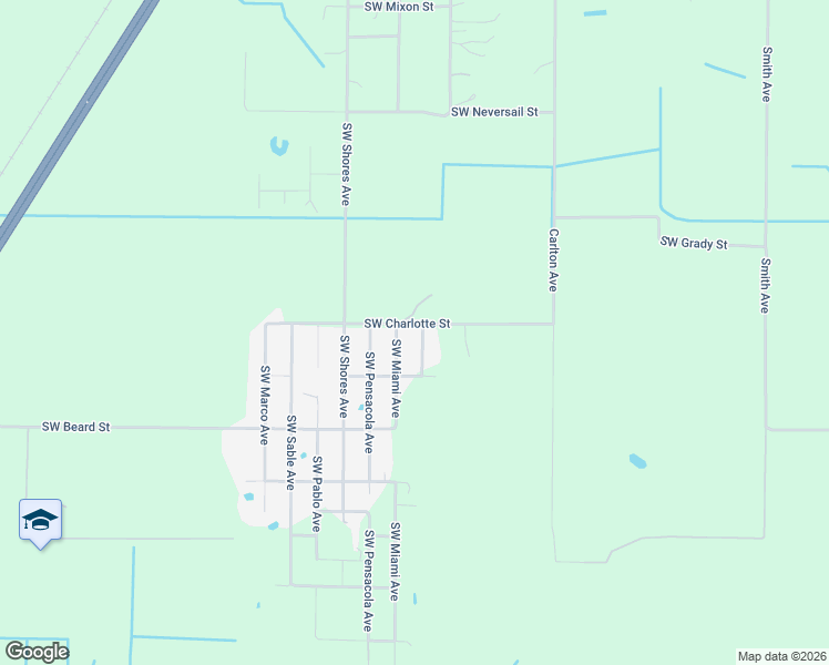 map of restaurants, bars, coffee shops, grocery stores, and more near 2327 Southwest Charlotte Street in Arcadia