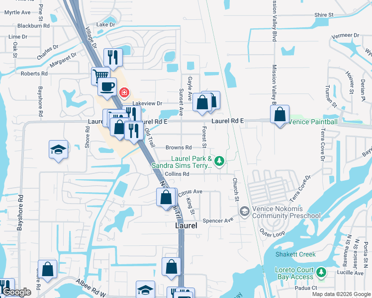 map of restaurants, bars, coffee shops, grocery stores, and more near 901 Anderson Road in Nokomis