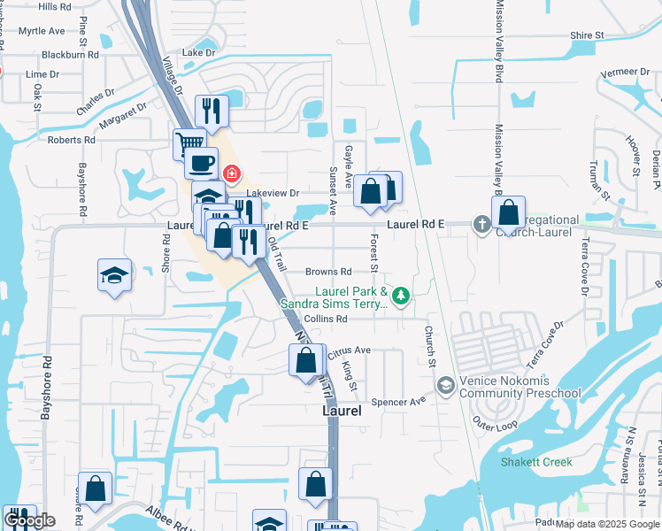 map of restaurants, bars, coffee shops, grocery stores, and more near 901 Anderson Road in Nokomis