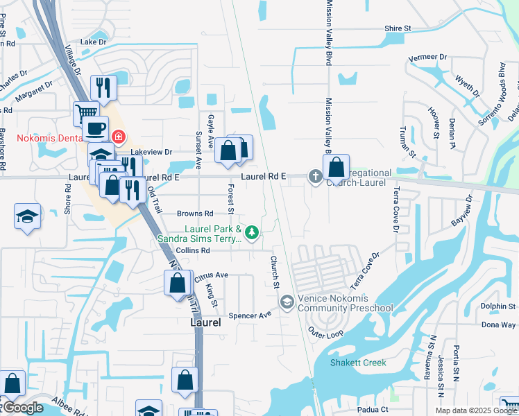 map of restaurants, bars, coffee shops, grocery stores, and more near 1001 Bay Street in Nokomis
