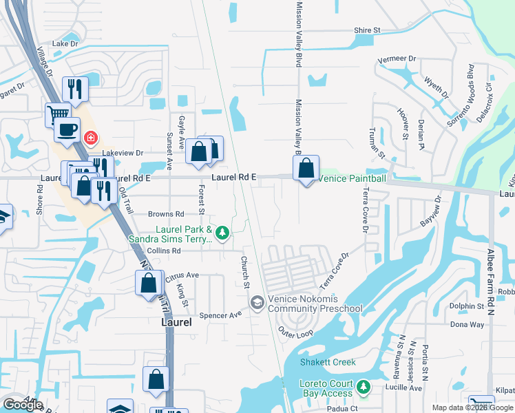 map of restaurants, bars, coffee shops, grocery stores, and more near 1062 Bluffwood Drive in Nokomis