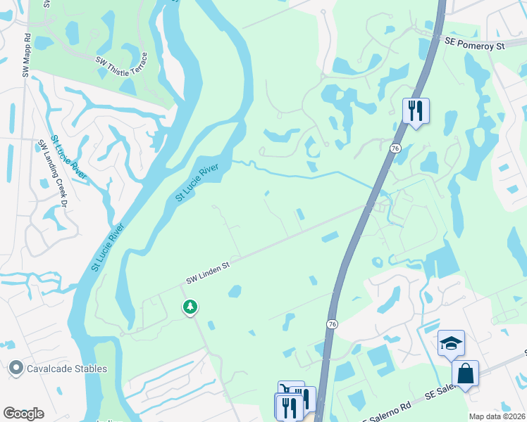 map of restaurants, bars, coffee shops, grocery stores, and more near 5596 Southwest Evans Drive in Stuart