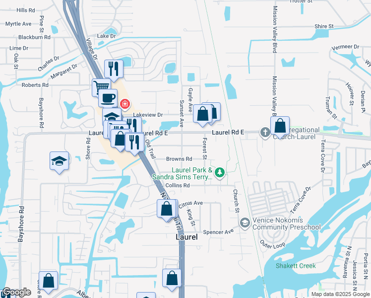 map of restaurants, bars, coffee shops, grocery stores, and more near 901 Anderson Road in Nokomis