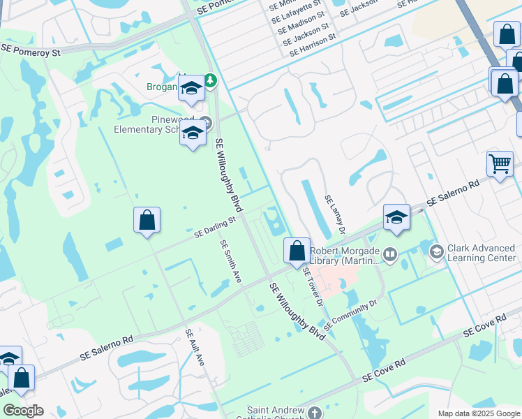 map of restaurants, bars, coffee shops, grocery stores, and more near 1750 Southeast Darling Street in Stuart