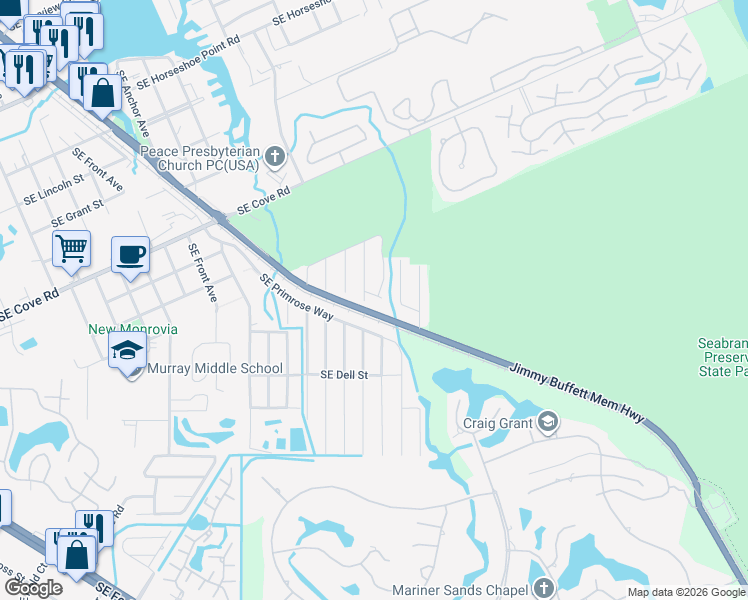 map of restaurants, bars, coffee shops, grocery stores, and more near 5475 Southeast 52nd Avenue in Stuart