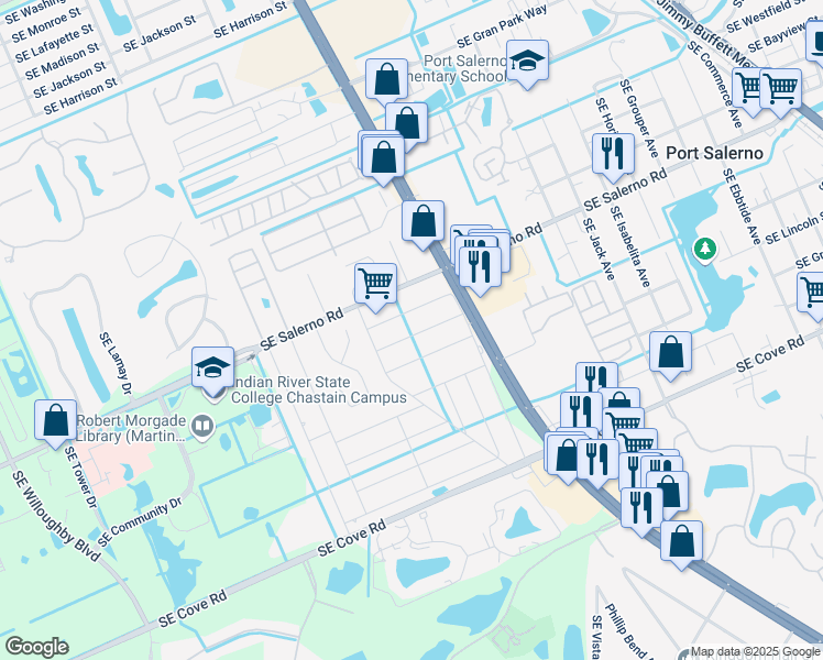 map of restaurants, bars, coffee shops, grocery stores, and more near 3089 Southeast Lime Tree Trail in Stuart