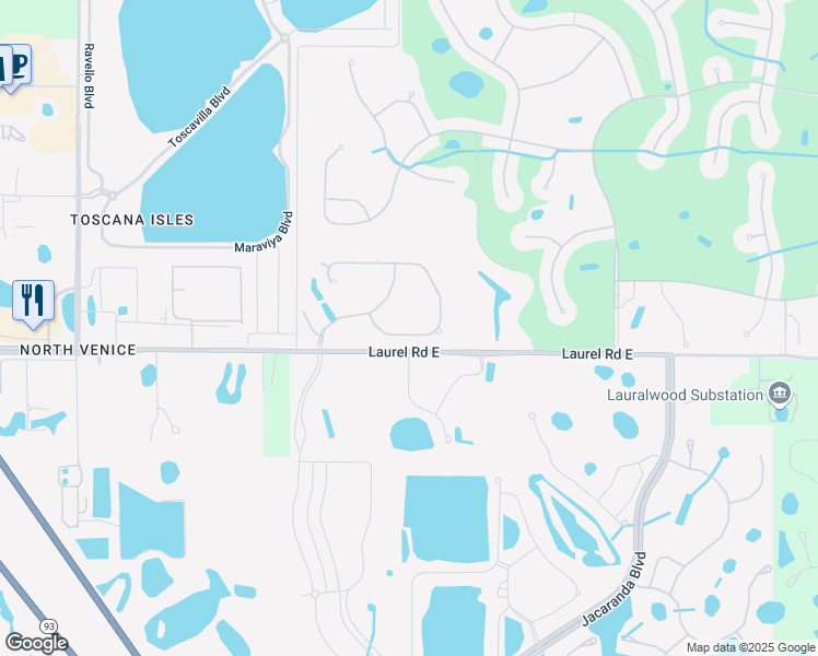 map of restaurants, bars, coffee shops, grocery stores, and more near 1141 Cielo Court in Venice
