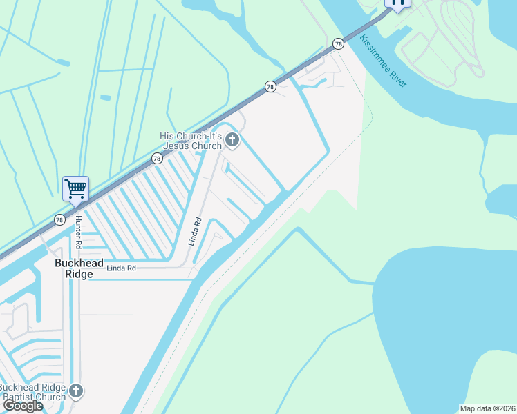 map of restaurants, bars, coffee shops, grocery stores, and more near 7 Linda Road in Okeechobee