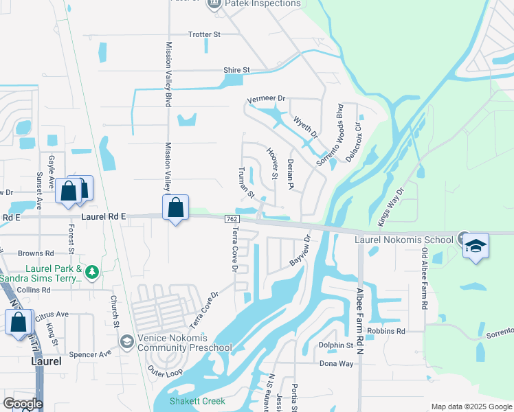 map of restaurants, bars, coffee shops, grocery stores, and more near 1049 Truman Street in Nokomis