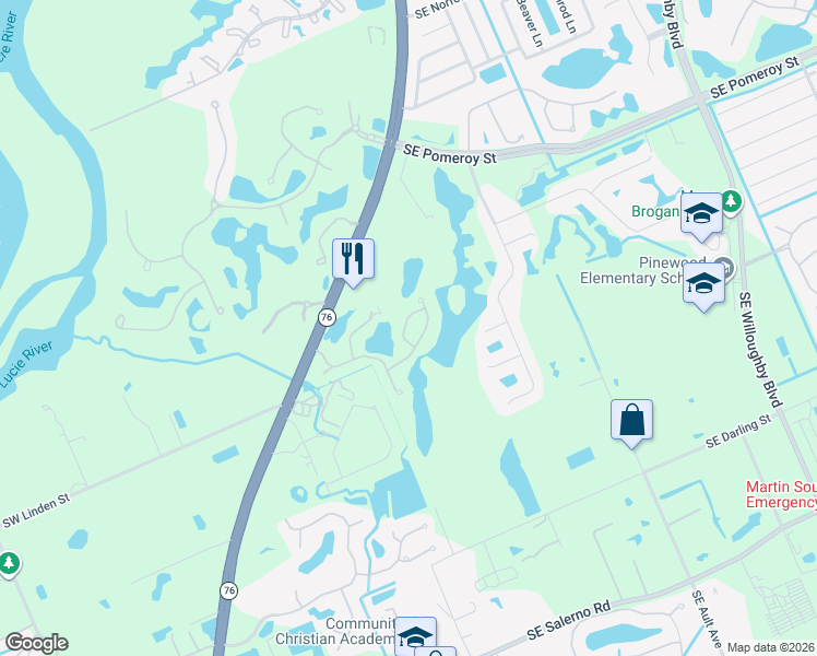 map of restaurants, bars, coffee shops, grocery stores, and more near 5359 Southeast Mitchell Lane in Stuart