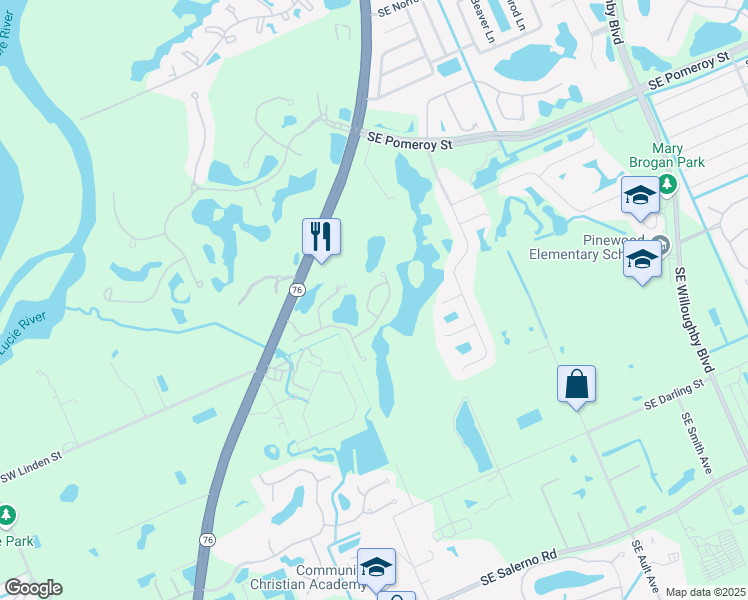 map of restaurants, bars, coffee shops, grocery stores, and more near 5359 Southeast Mitchell Lane in Stuart