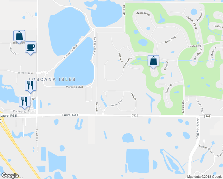 map of restaurants, bars, coffee shops, grocery stores, and more near 1314 Cielo Court in Venice