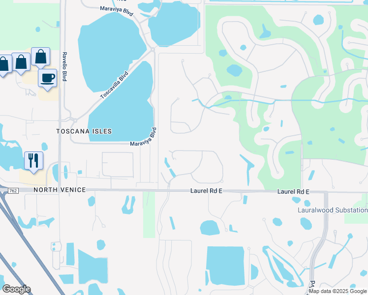 map of restaurants, bars, coffee shops, grocery stores, and more near 1314 Cielo Court in Venice