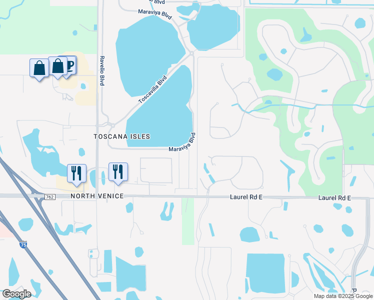 map of restaurants, bars, coffee shops, grocery stores, and more near 255 Maraviya Boulevard in Nokomis