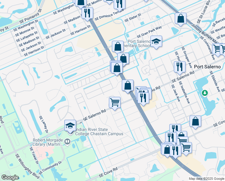 map of restaurants, bars, coffee shops, grocery stores, and more near 2960 Southeast Holly Street in Stuart